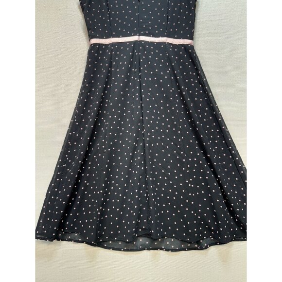 Emergency Exit Womens A-Line Dress Size 7 Black Polka Dot Sleeveless Tie Waist - Picture 9 of 9